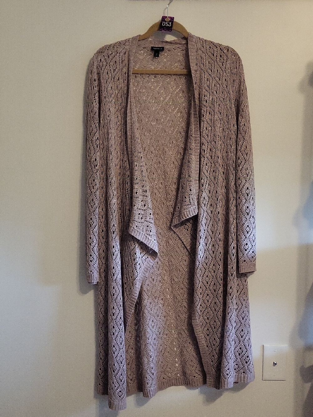 Torrid 2x  Beige Long Open-Front Knit Cardigan Sweater #53